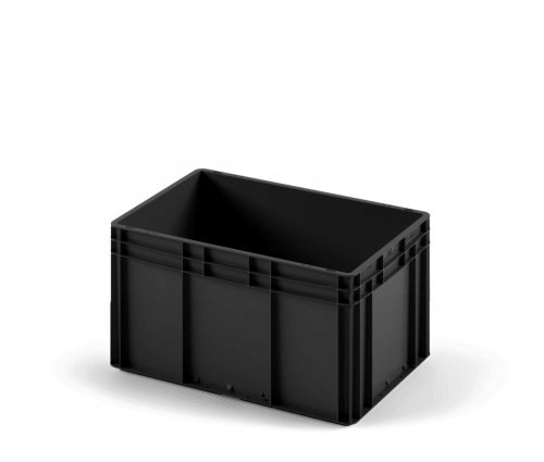 Пластиковый ящик 600х400х320 (ЕС-6432) черный с гладким дном