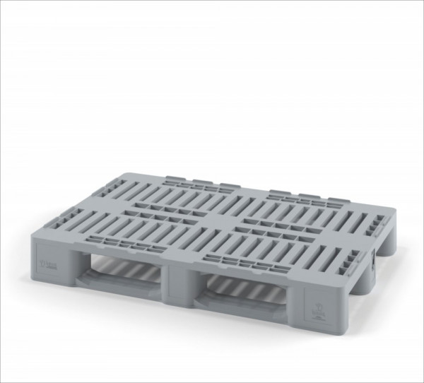 Усиленный перфорированный пластиковый поддон на трёх полозьях 1200х800х160