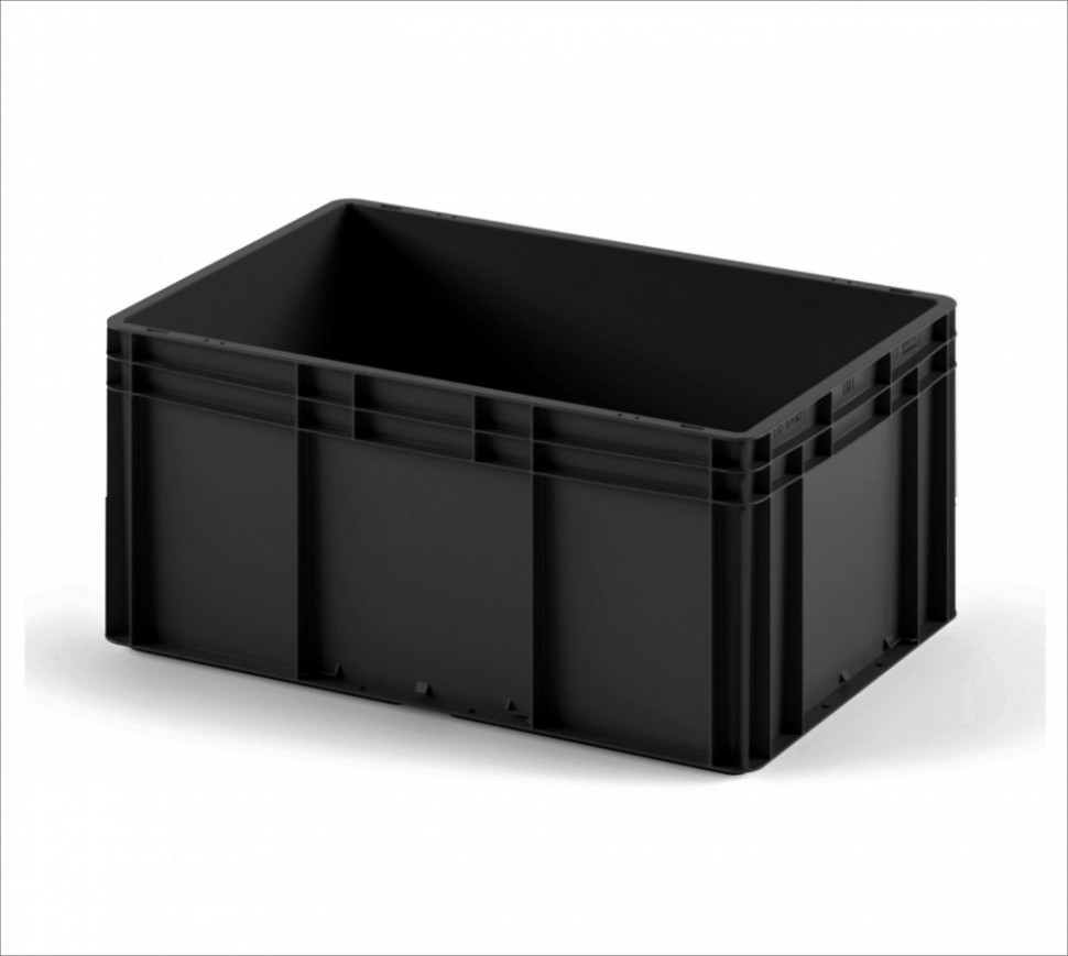 Пластиковый ящик 800х600х320 черный с усиленным дном