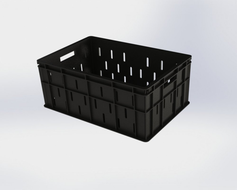 Ящик универсальный пищевой тяжёлый, малая перфорация (600х400х250)