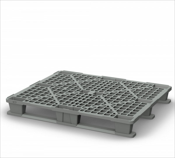 Легкий перфорированный пластиковый поддон на двух полозьях 1200х1000