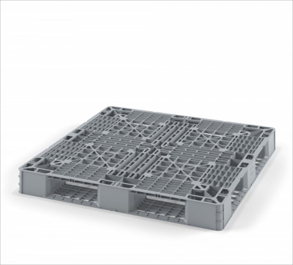 Легкий перфорированный пластиковый поддон на трёх полозьях для "биг-бэгов" 1100х1100х120